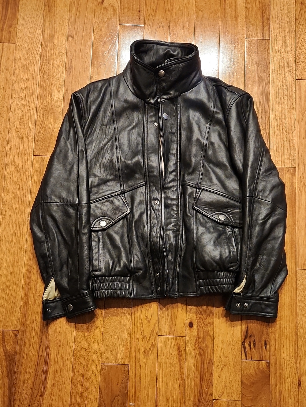 Men's Wilsons Leather Black Men's Leather Bomber Jacket Size Medium